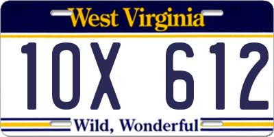 WV license plate 1OX612