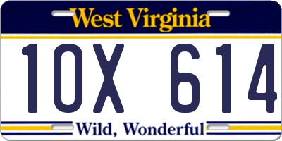 WV license plate 1OX614
