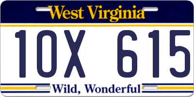 WV license plate 1OX615