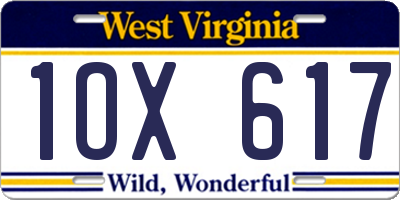 WV license plate 1OX617