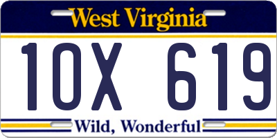 WV license plate 1OX619