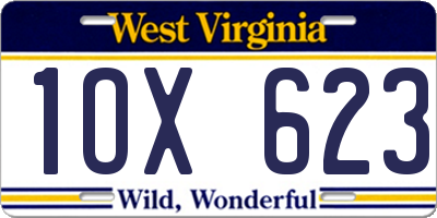WV license plate 1OX623