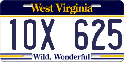 WV license plate 1OX625