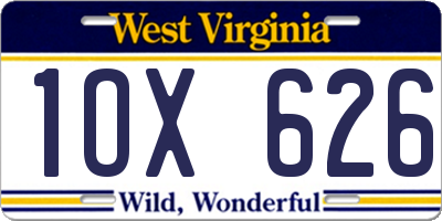WV license plate 1OX626