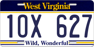 WV license plate 1OX627