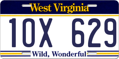 WV license plate 1OX629