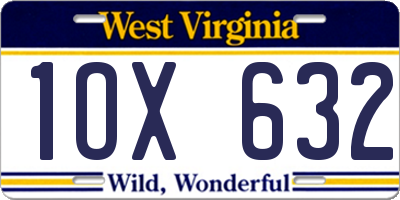 WV license plate 1OX632