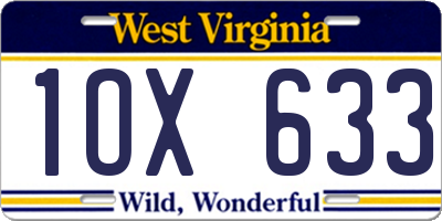 WV license plate 1OX633