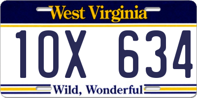 WV license plate 1OX634