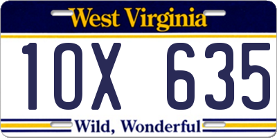 WV license plate 1OX635