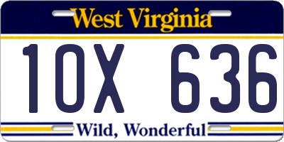 WV license plate 1OX636