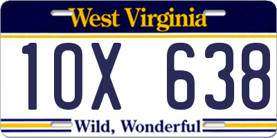 WV license plate 1OX638