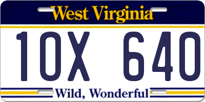 WV license plate 1OX640