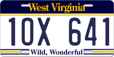 WV license plate 1OX641