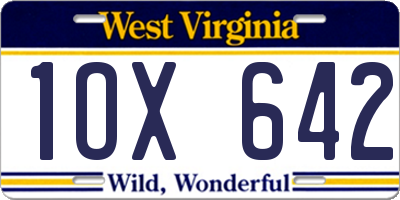 WV license plate 1OX642