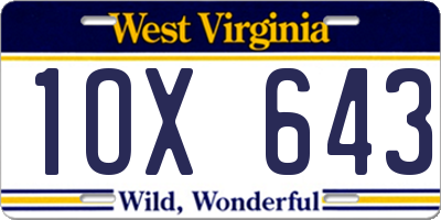 WV license plate 1OX643