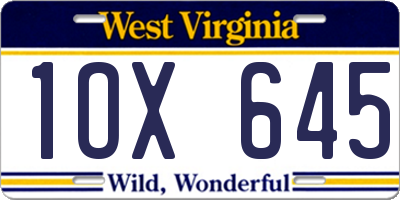 WV license plate 1OX645