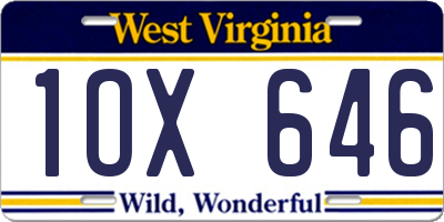 WV license plate 1OX646