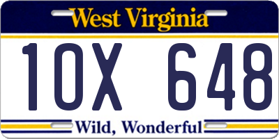 WV license plate 1OX648