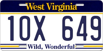 WV license plate 1OX649