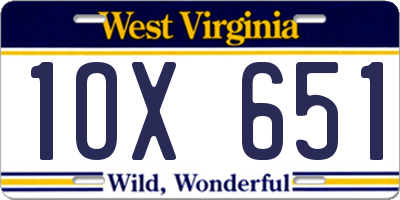 WV license plate 1OX651