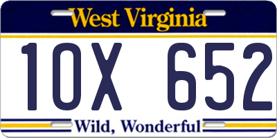 WV license plate 1OX652
