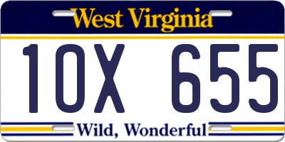 WV license plate 1OX655