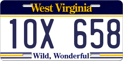 WV license plate 1OX658