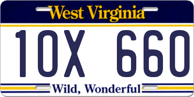 WV license plate 1OX660