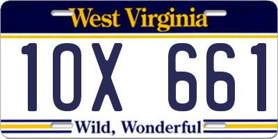 WV license plate 1OX661