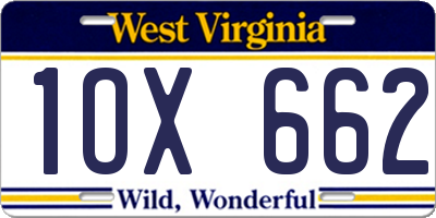 WV license plate 1OX662