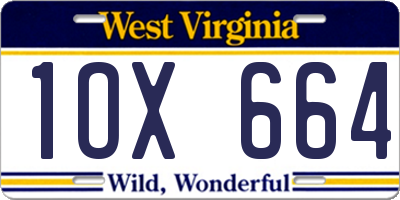 WV license plate 1OX664
