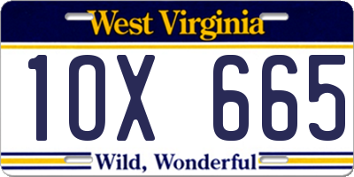 WV license plate 1OX665
