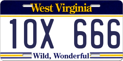 WV license plate 1OX666