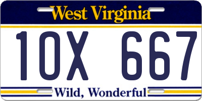 WV license plate 1OX667