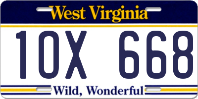 WV license plate 1OX668
