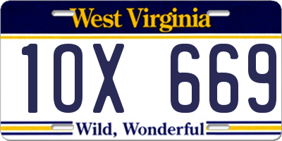 WV license plate 1OX669
