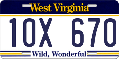 WV license plate 1OX670