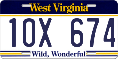 WV license plate 1OX674