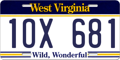 WV license plate 1OX681