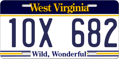 WV license plate 1OX682