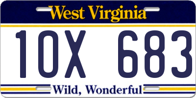 WV license plate 1OX683
