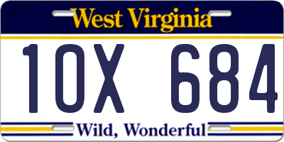 WV license plate 1OX684