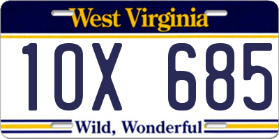 WV license plate 1OX685