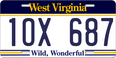 WV license plate 1OX687