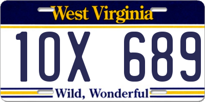 WV license plate 1OX689