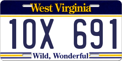 WV license plate 1OX691