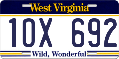 WV license plate 1OX692