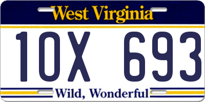 WV license plate 1OX693
