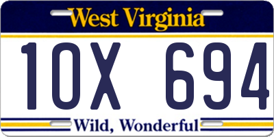 WV license plate 1OX694